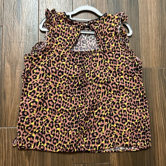 LOFT Leopard Print Cutout Back Ruffle Blouse Large - Picture 6 of 9